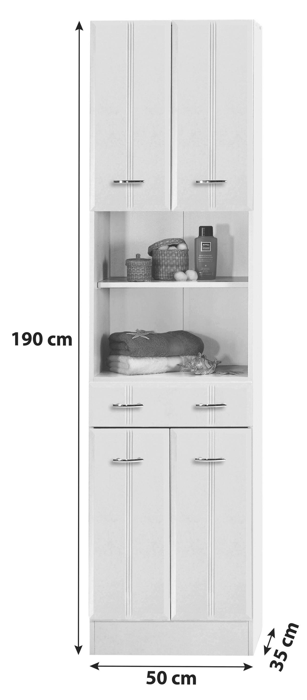 Hochschrank in Weiss 'Rallye' - Chromfarben/Weiß, KONVENTIONELL, Holzwerkstoff/Kunststoff (50/190/34cm) - Held