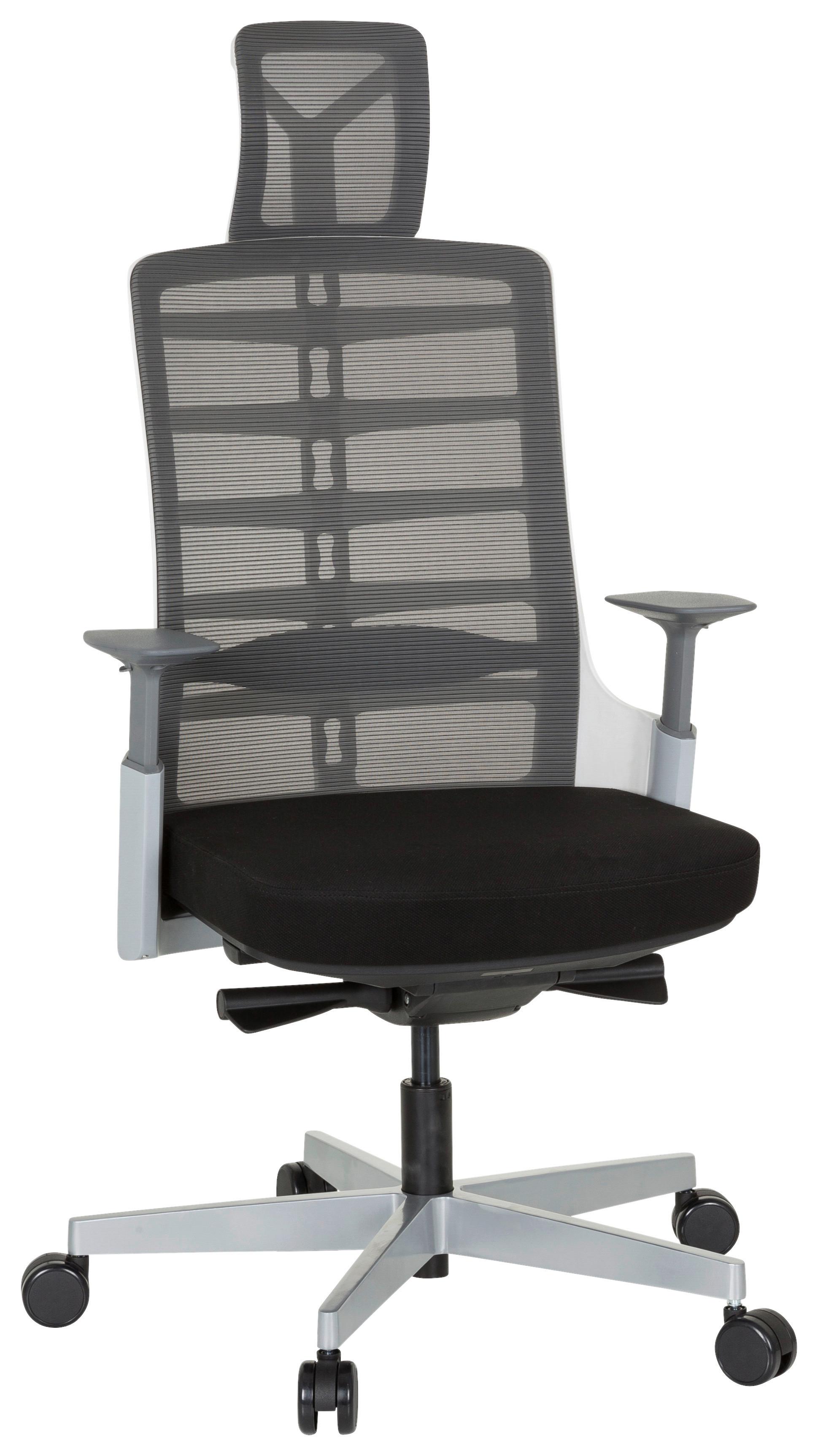 Pisarniški Stol Skarif, Črna, Siva, Bela - siva/črna, Moderno, kovina/umetna masa (64/128/62cm) - MID.YOU