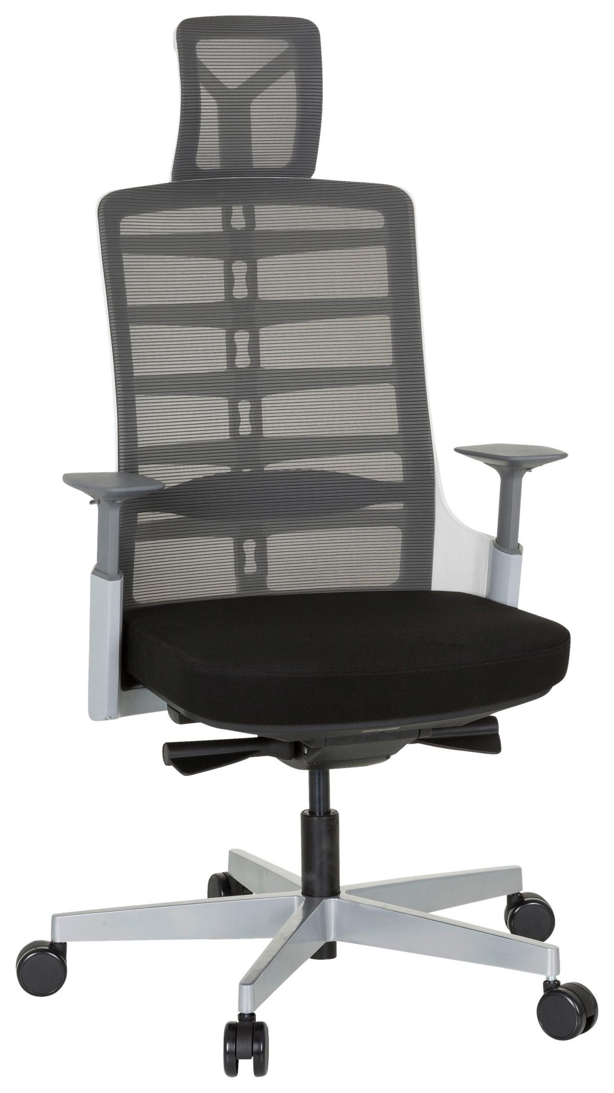 Pisarniški Stol Skarif, Črna, Siva, Bela - siva/črna, Moderno, kovina/umetna masa (64/128/62cm) - MID.YOU