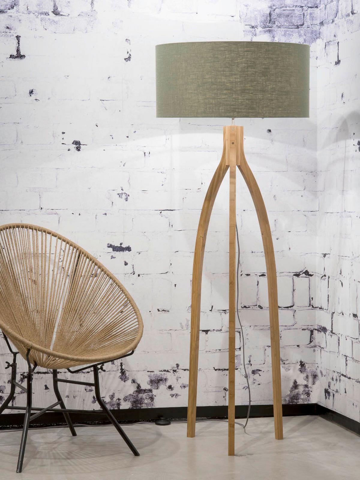 Stoječa Svetilka Anna, Zelena, Bambus - zelena/naravne barve, Trend, tekstil/les (60/160cm) - Good & Mojo