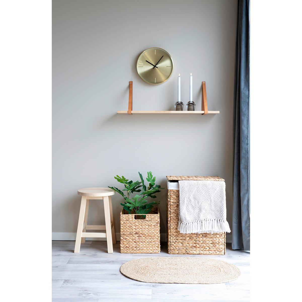 Wandregal Forno Echtholz/Rinderleder - Naturfarben, Basics, Leder/Holz (80/2/20cm) - MID.YOU