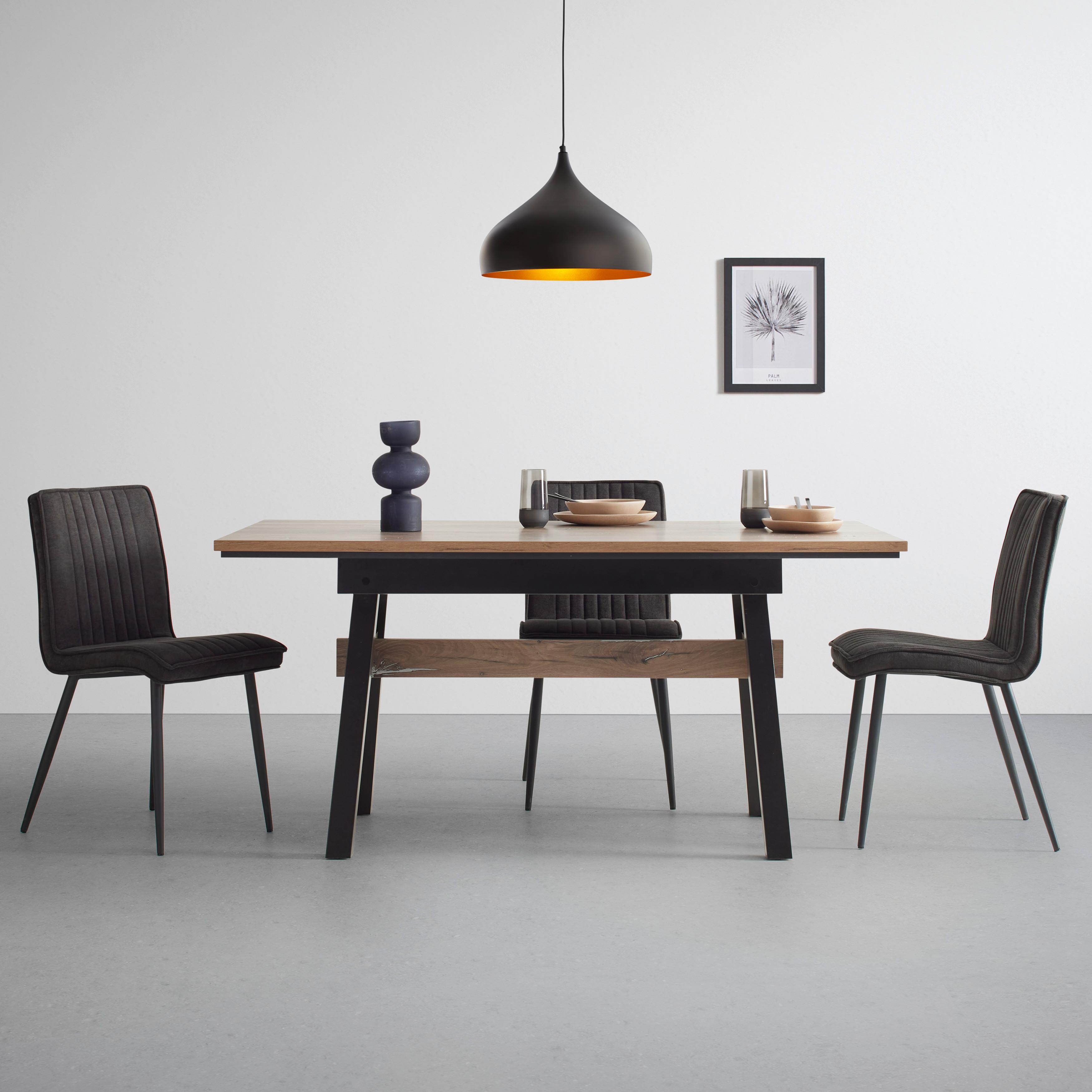 STOL LENA - grå/svart, Modern, metall/trä (43/86/57cm) - Mömax