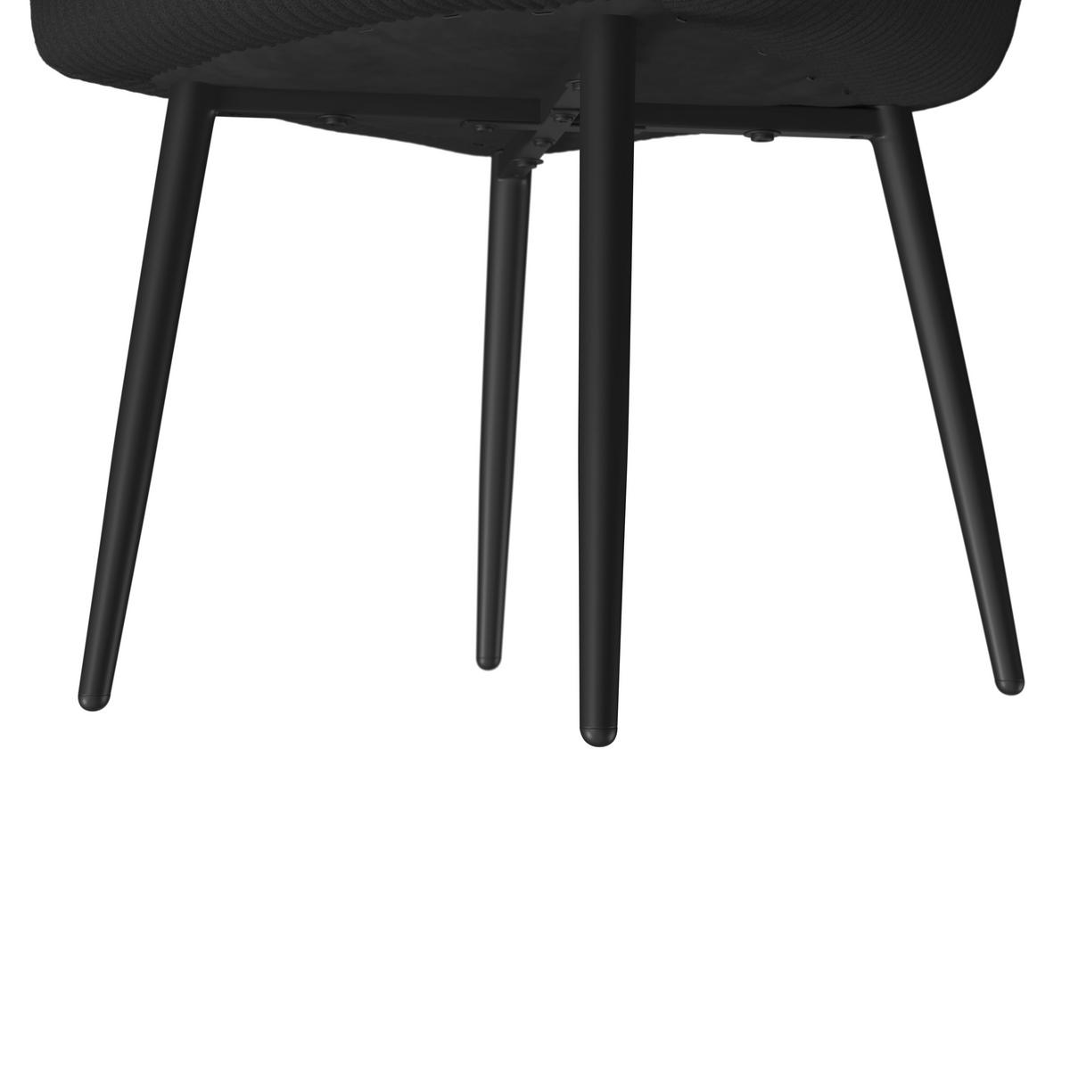 Armlehnstuhl Alani Schwarz Cord Gepolstert - Schwarz, MODERN, Textil/Metall (60/58/86cm) - Bessagi Home