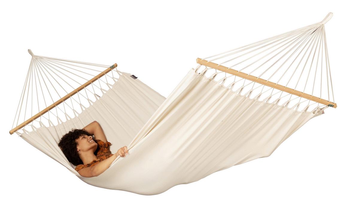 Hängematte Double Bar Hammock Echtholz Weiß - Weiß, KONVENTIONELL, Holz/Textil (160/350cm) - La Siesta