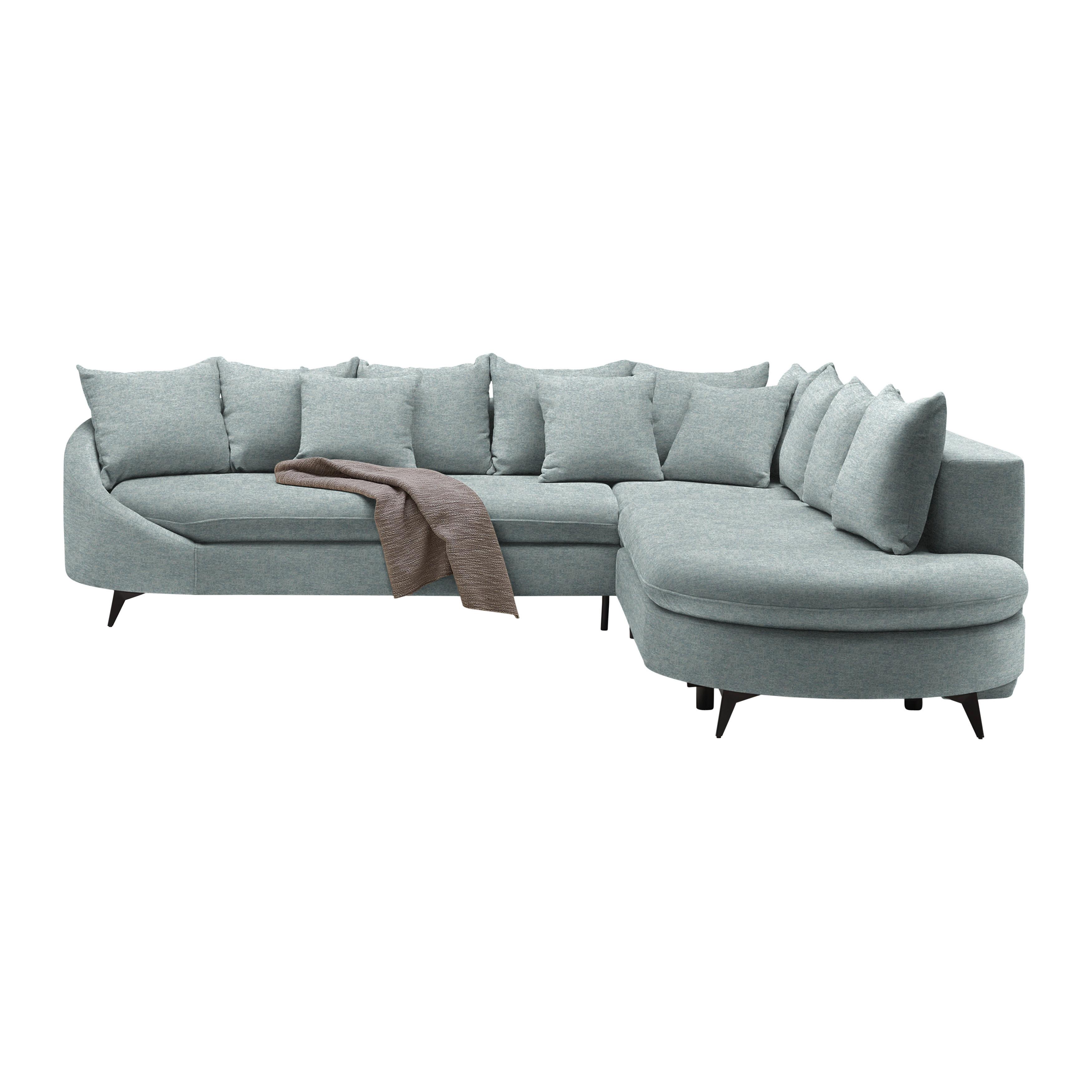 Ecksofa Axel Hellblau - Schwarz/Hellblau, MODERN, Textil/Metall (291/87/250cm) - Mömax