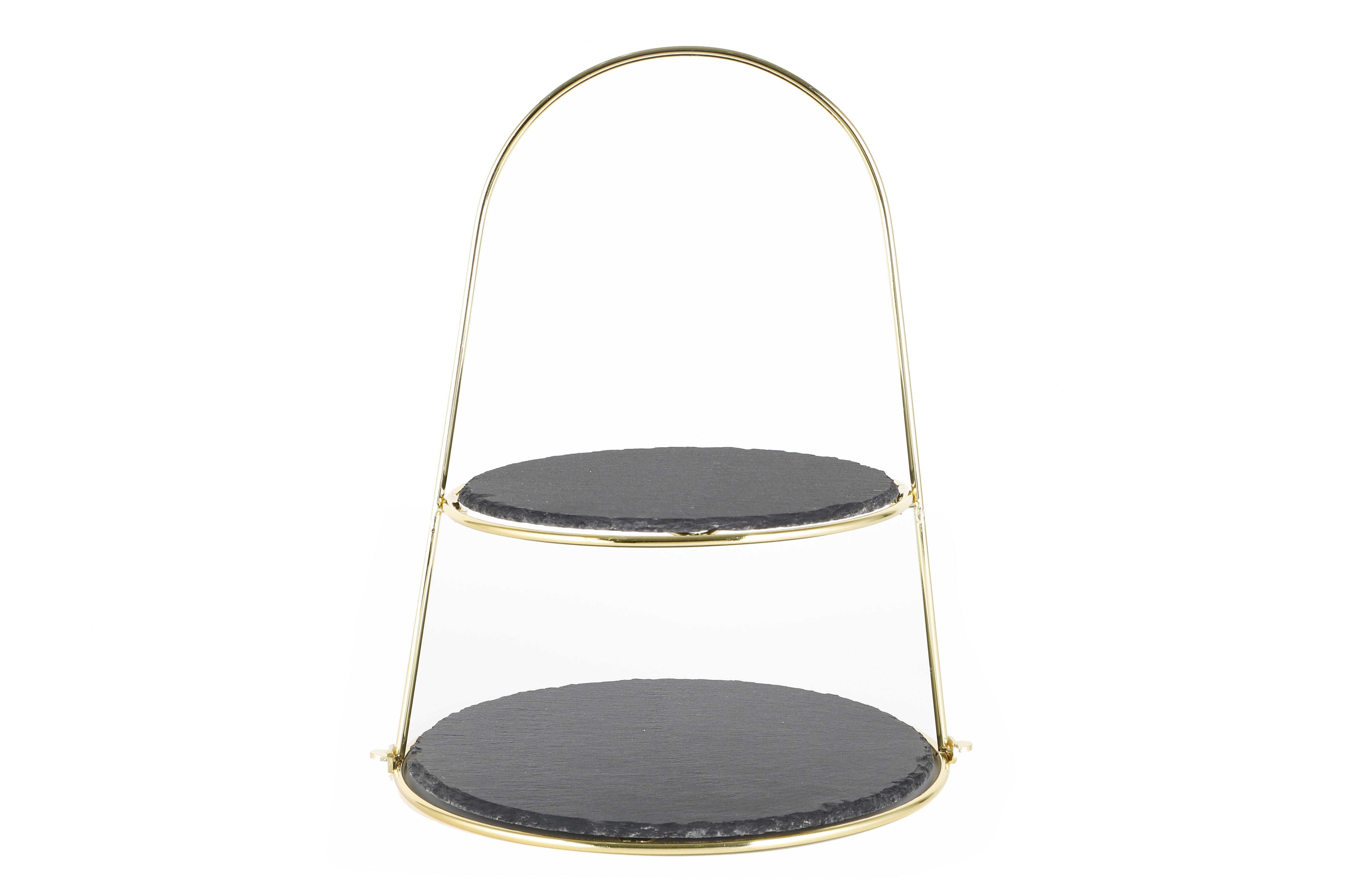 Suport brioșe 2 etaje - auriu, Basics, metal/piatră (24/29/40cm) - Echtwerk
