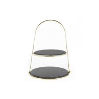 Suport brioșe 2 etaje - auriu, Basics, metal/piatră (24/29/40cm) - Echtwerk