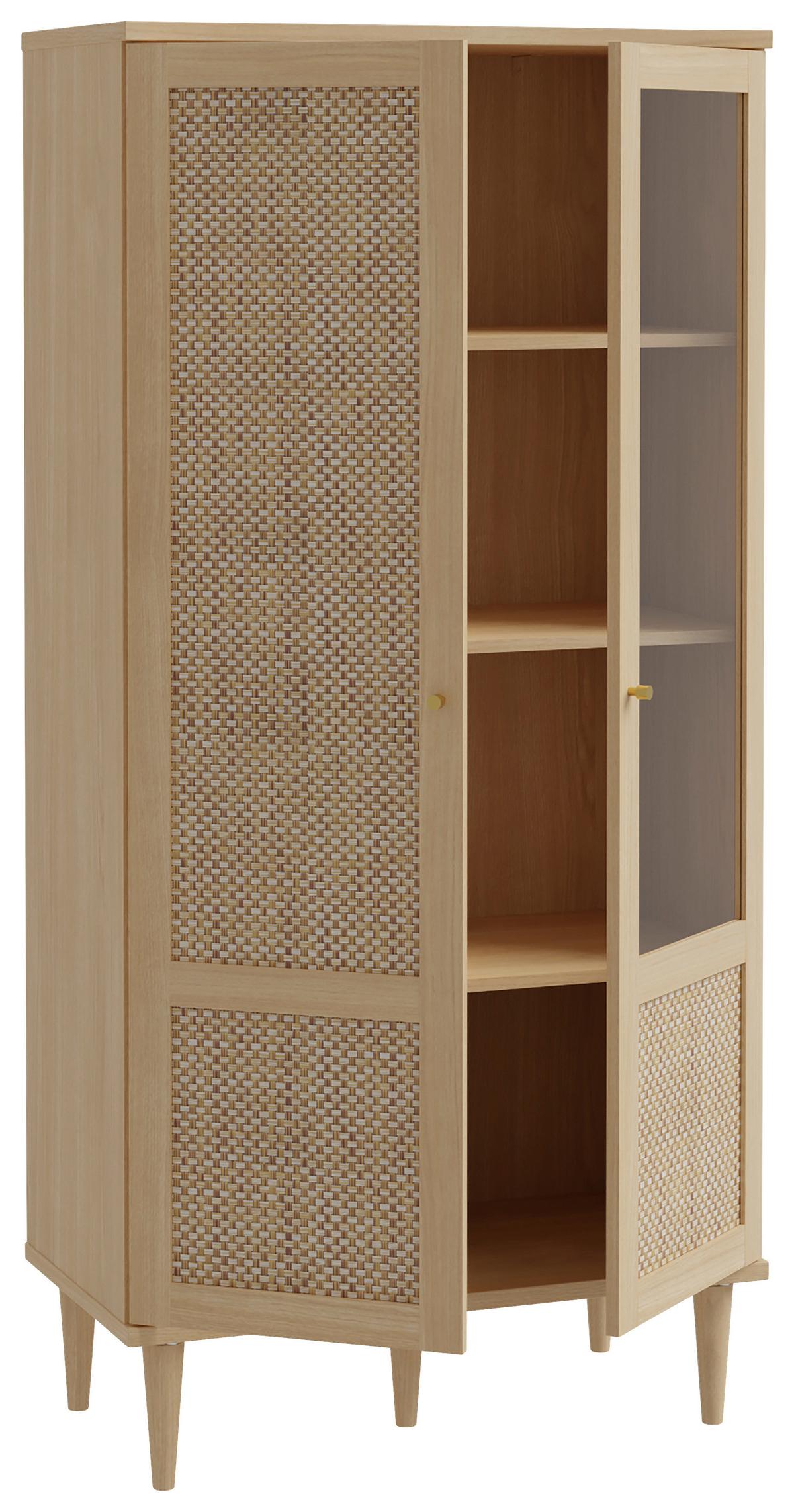 Vitrine Calasetta Eichefarben/Beige - Eichefarben/Beige, Natur, Glas/Holzwerkstoff (80,1/166,6/41,4cm) - Premium Living