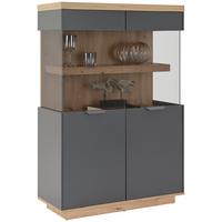 Comodă înaltă JAKE - stejar Artisan/antracit, Trend, sticlă/material pe bază de lemn (89,1/137/38cm) - Modern Living