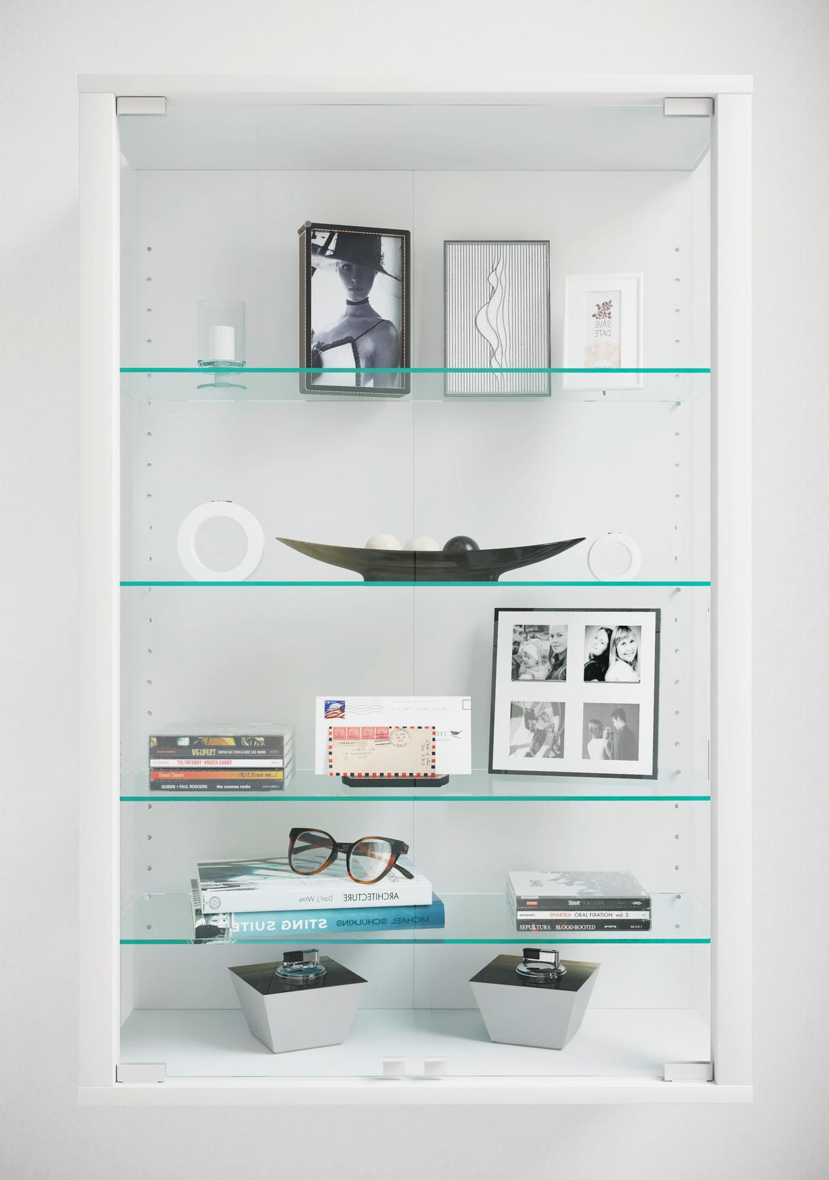 Hängevitrine Udina Weiß - Klar/Weiß, Design, Glas/Holzwerkstoff (59/91/25cm) - Livetastic
