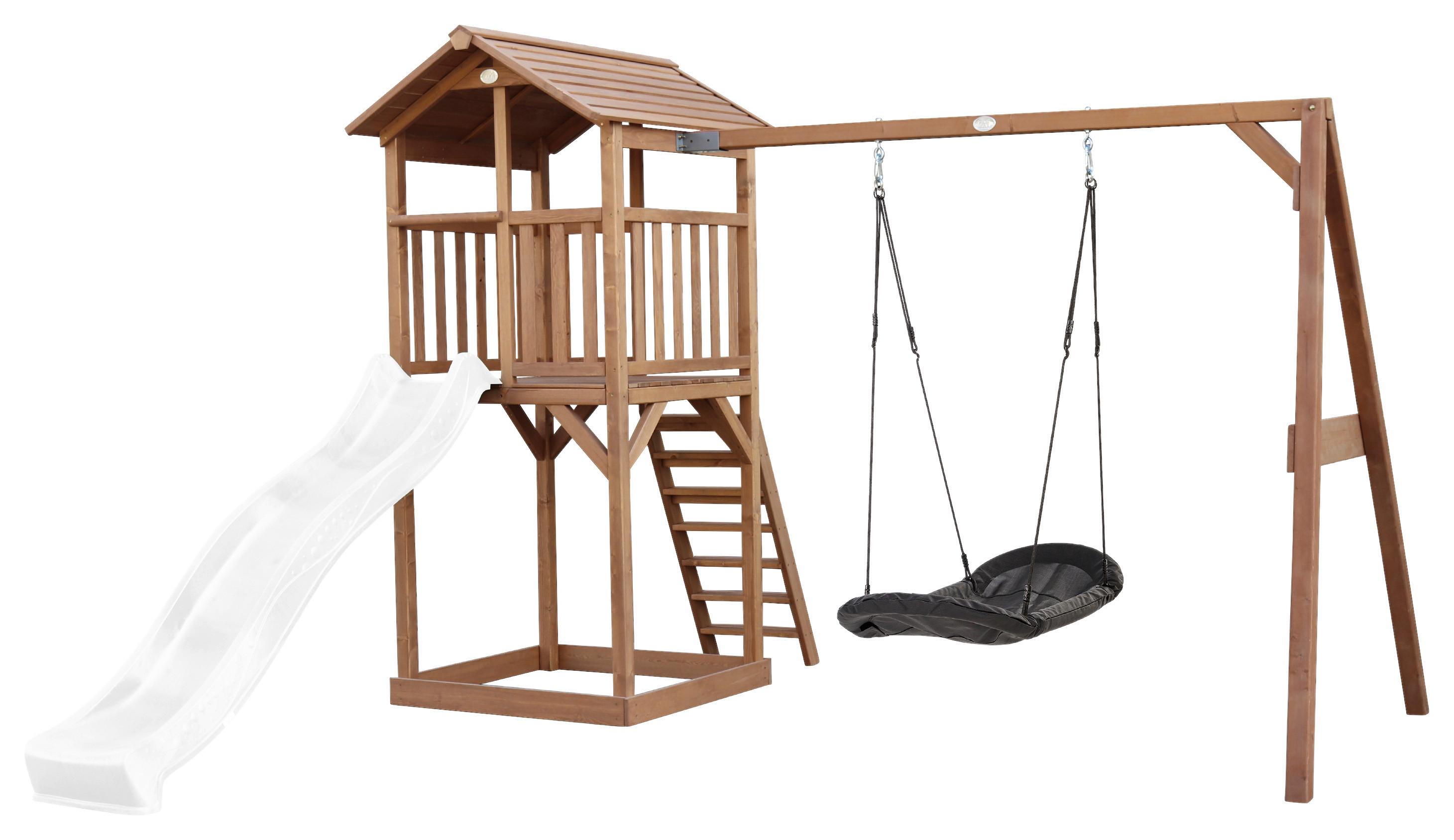 SPIELTURM A025.124.90 - Blau/Schwarz, KONVENTIONELL, Holz/Kunststoff (356,6/241,9/349cm) - Ambia Garden