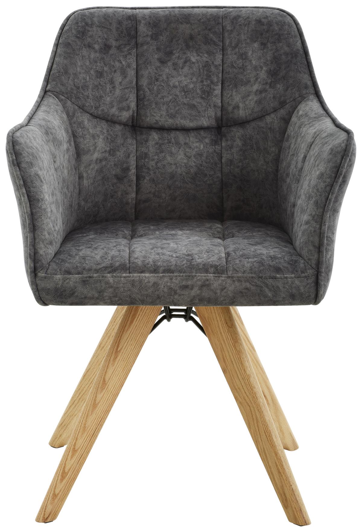 KRZESŁO Z PODŁOKIETNIKAMI EASY - antracytowy/kolor naturalny, Konventionell, tkanina/drewno (64/86,5/58cm) - Livetastic