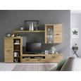 Wohnwand Eichefarben - Eichefarben/Hellgrau, KONVENTIONELL, Glas/Holzwerkstoff (300/200,9/41cm) - MÖMAX modern living