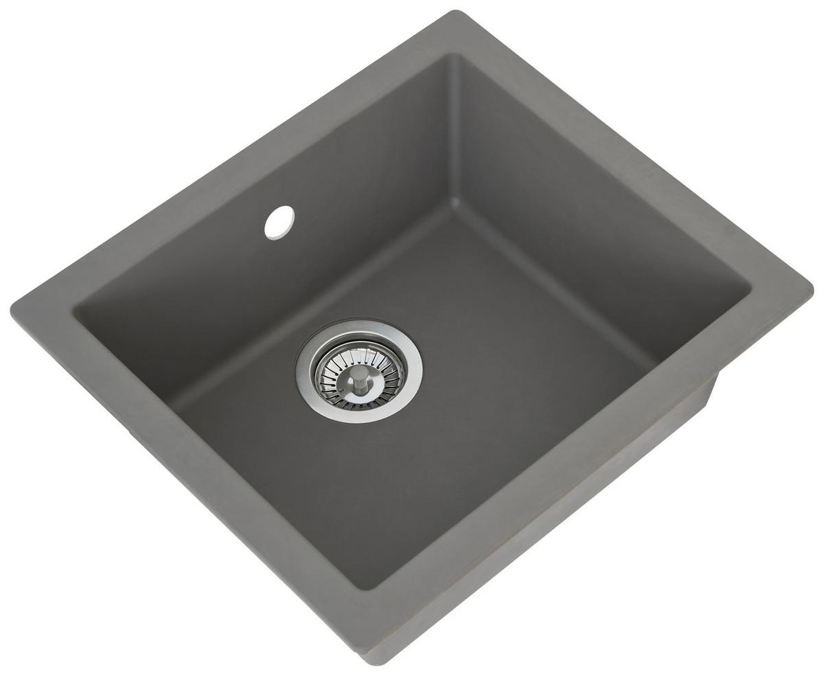 Einbauspüle Ohio ca. 50x19x44 cm Grau - Grau, Trend, Glas/Kunststoff (50/19/44cm) - Respekta