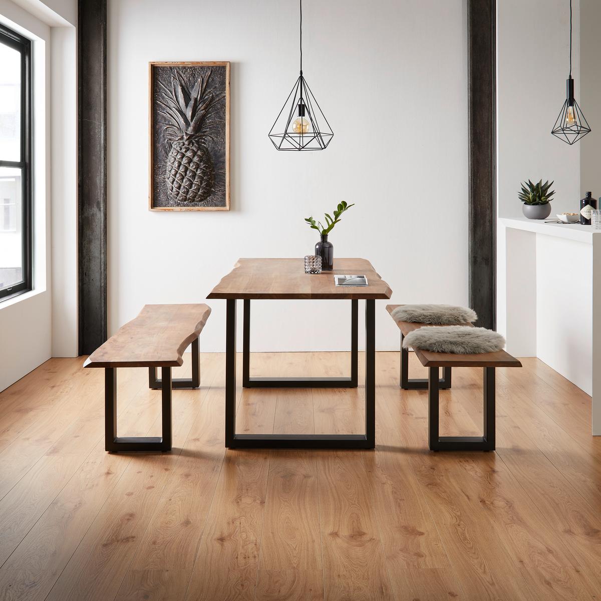 STÓŁ DO JADALNI MALMO - kolor akacjowy/czarny, Modern, metal/drewno (160/85/76cm) - Bessagi Home