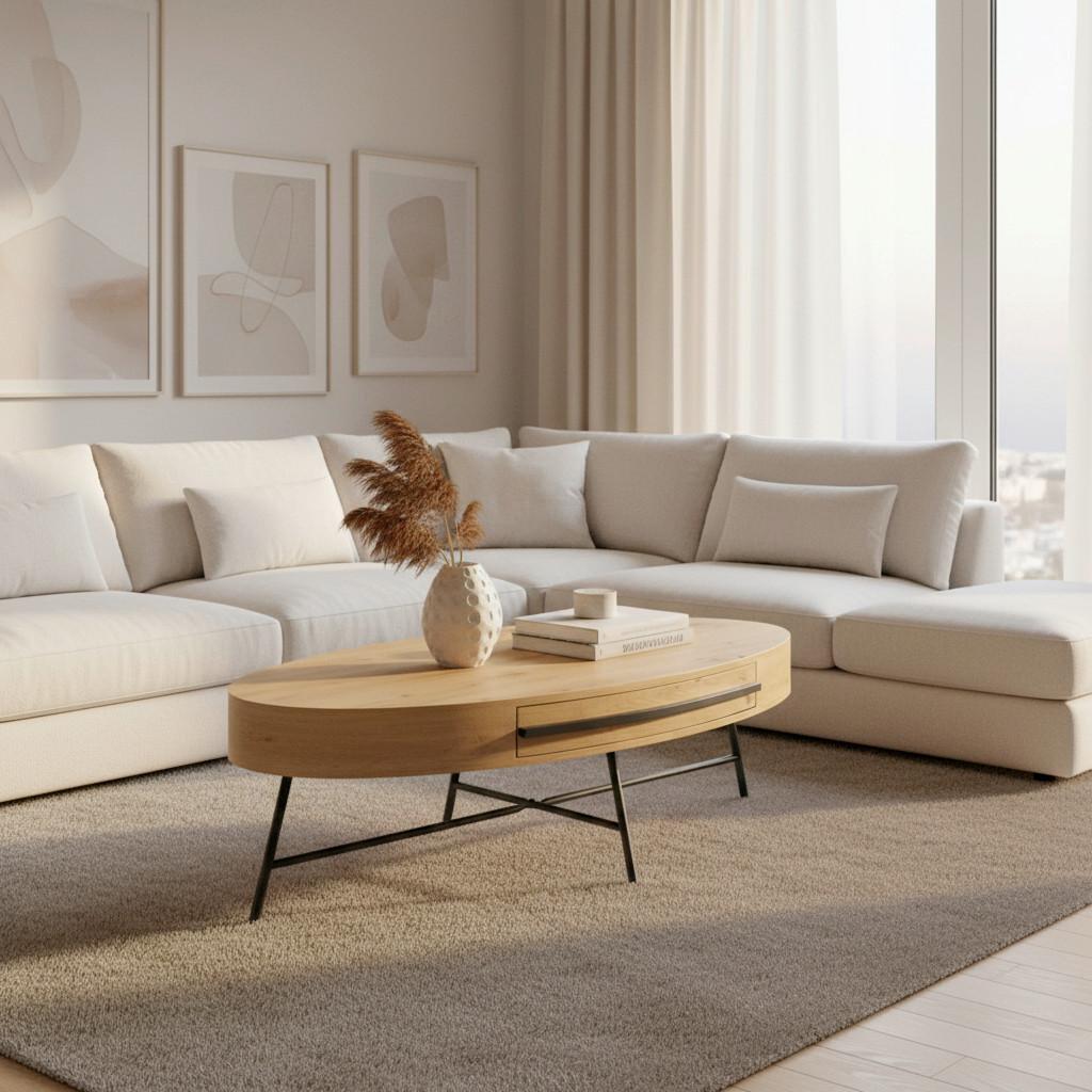 SOFFBORD EMILIA - svart/ekfärgad, Modern, metall (120/60/40cm) - Bessagi Home