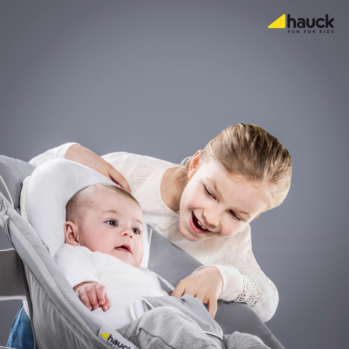 LEŻACZEK ALPHA BOUNCER STRETCH GREY - biały/szary, Konventionell, tkanina (66/49/45cm) - Hauck