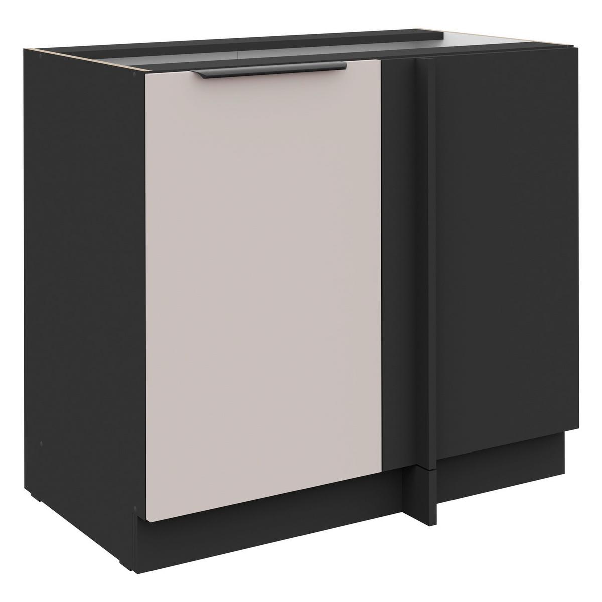 Corp inferior pe colt ARONA - bej/negru, Modern, material pe bază de lemn (90/105/82/52cm)