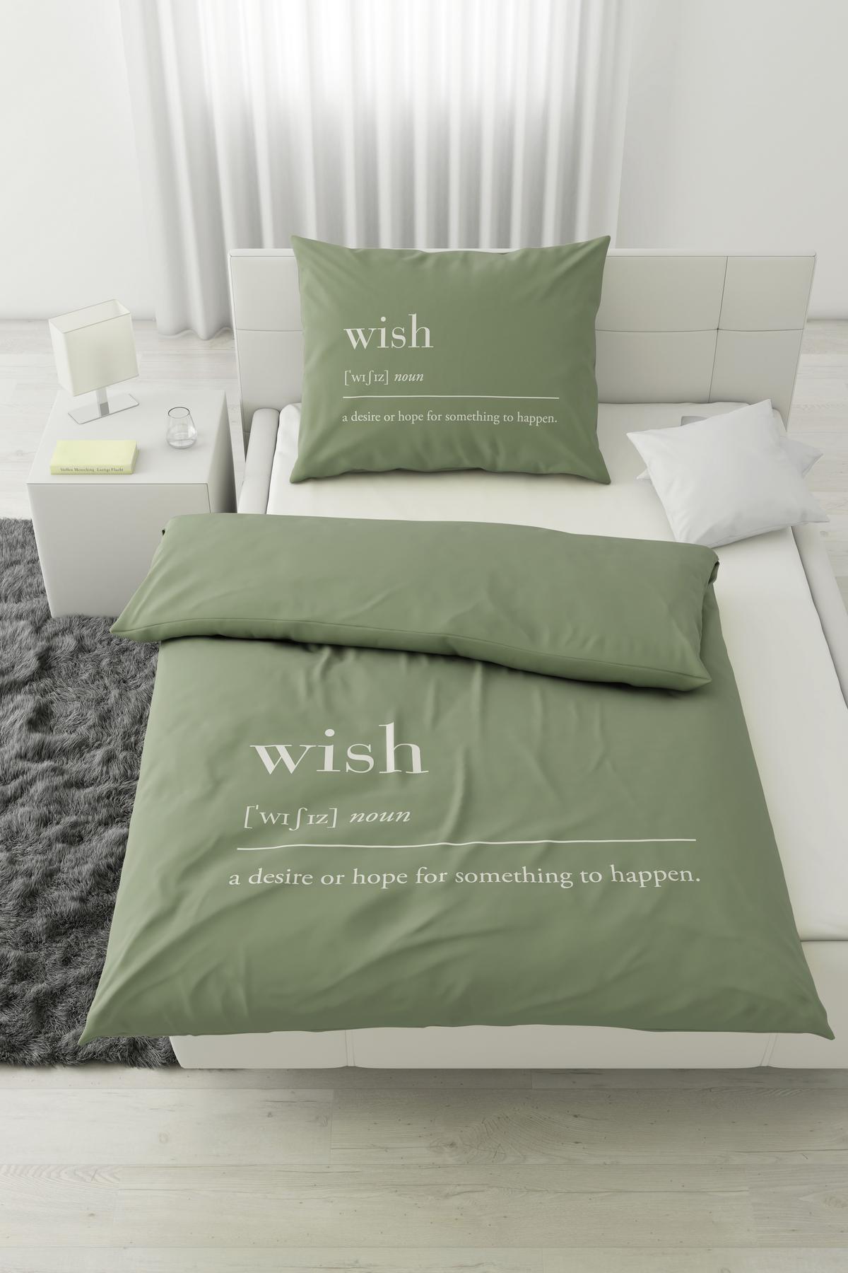 Bettwäsche Wish ca. 160x210cm - Olivgrün, Modern, Textil (160/210cm) - Modern Living