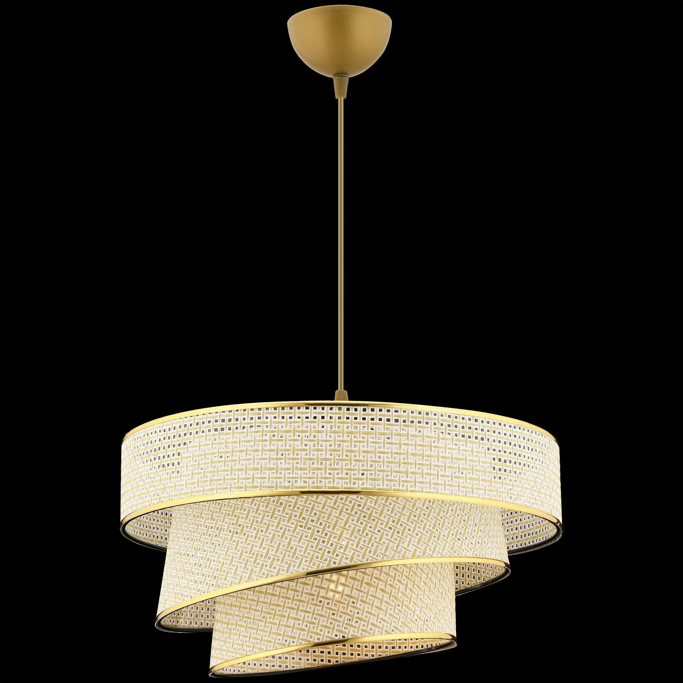 LAMPA WISZĄCA COUPER HAZERAN - CREAM, GOLD - kremowy/kolor złoty, Design, metal/tkanina (40/72cm) - P & B