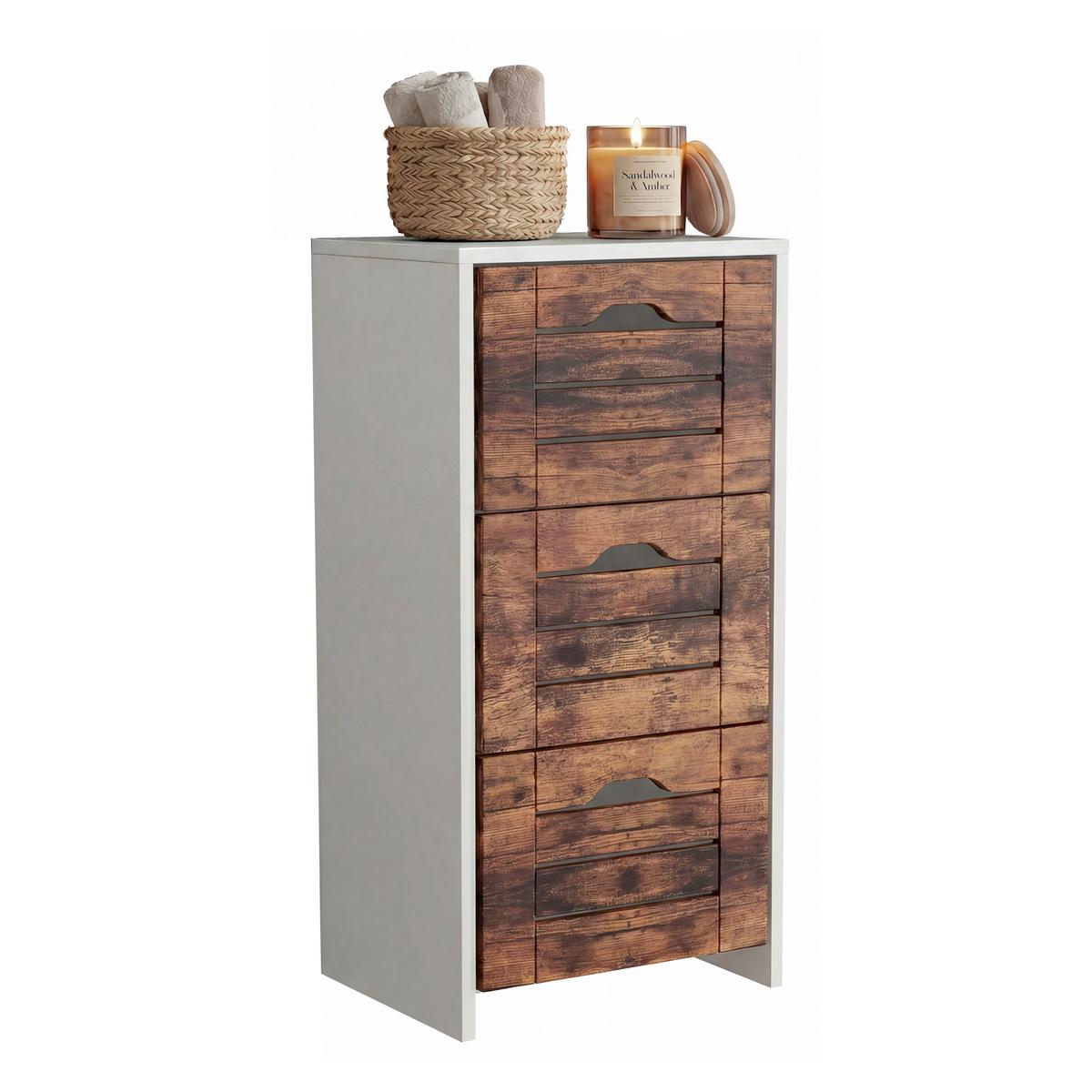Midischrank Flonali - Weiss/Eichefarben, Trend, Holzwerkstoff (38/76/28cm) - MID.YOU