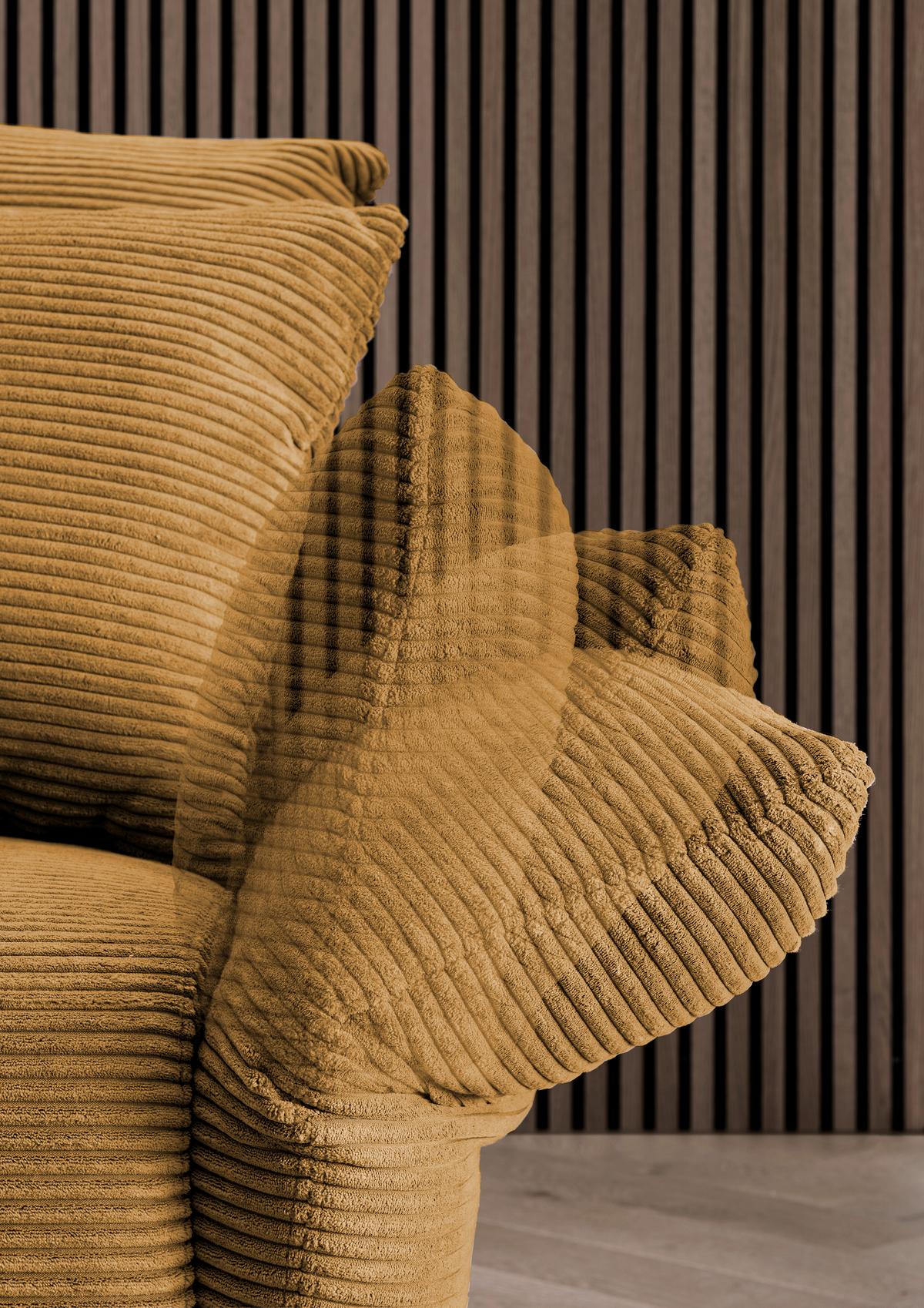 Wohnlandschaft Vanilla Goldfarben Cord - Goldfarben/Schwarz, Design, Textil/Metall (178/264-302cm) - Livetastic