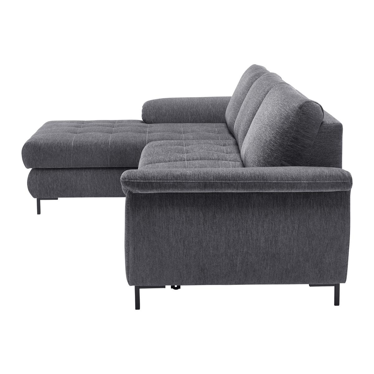 Ecksofa Focus L Grau Chenille - Schwarz/Grau, KONVENTIONELL, Holz/Textil (256/167cm) - Based