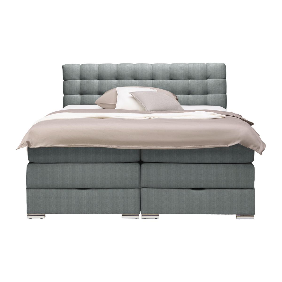Boxspringbett London Dunkelgrau ca. 160x200cm - Chromfarben/Dunkelgrau, MODERN, Holz/Holzwerkstoff (160/200cm) - Premium Living
