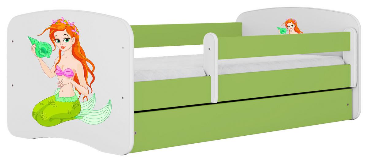 Otroška Postelja Babydreams, Bela, Zelena, 80x160cm - zelena/bela, Moderno, tekstil/leseni material (80/160cm) - MID.YOU