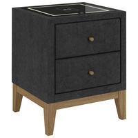 Nachtkästchen Elena Schwarz - Schwarz, KONVENTIONELL, Glas/Holz (48/68/45cm) - Sembella