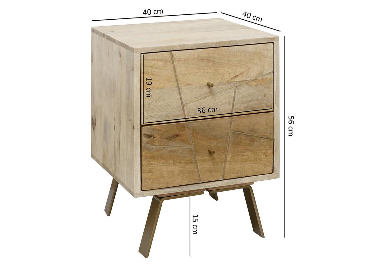 Nočna Omarica Sikar - zlate barve/rjava, Moderno, kovina/les (40/56/40cm) - MID.YOU