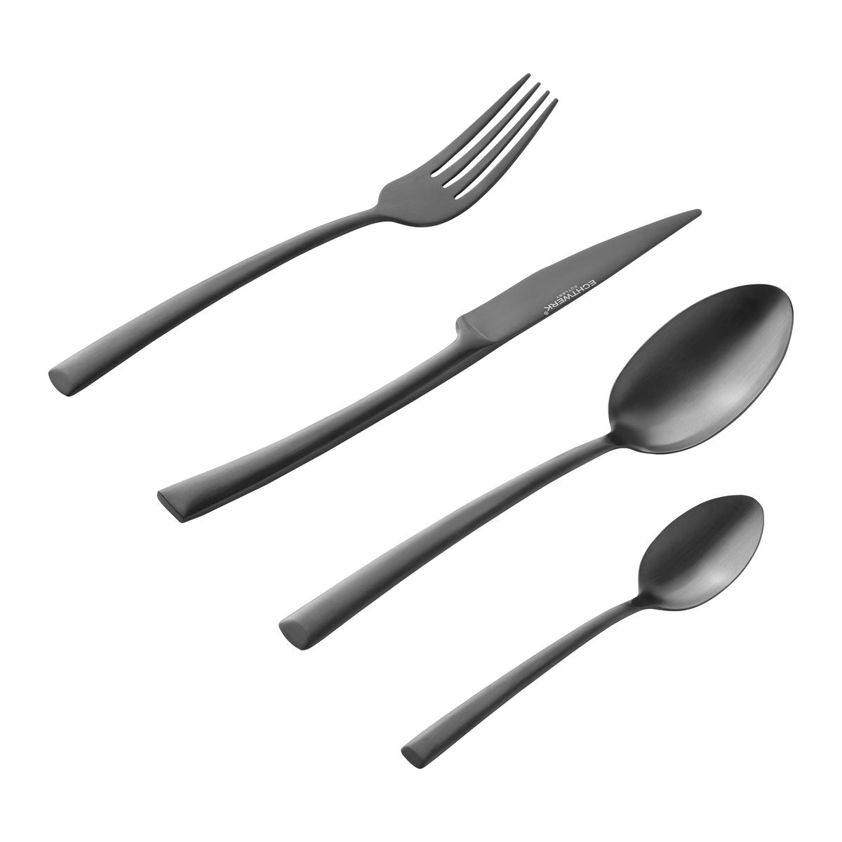 Jedilni Pribor Avelino, 16-Delni - črna, Design, kovina - Echtwerk