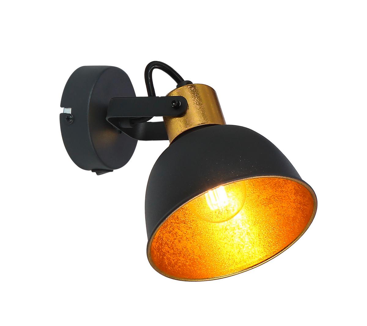 Srahler Fillo in Schwarz/Gold max. 25 Watt - Goldfarben/Schwarz, LIFESTYLE, Metall (13/16/14cm) - Globo