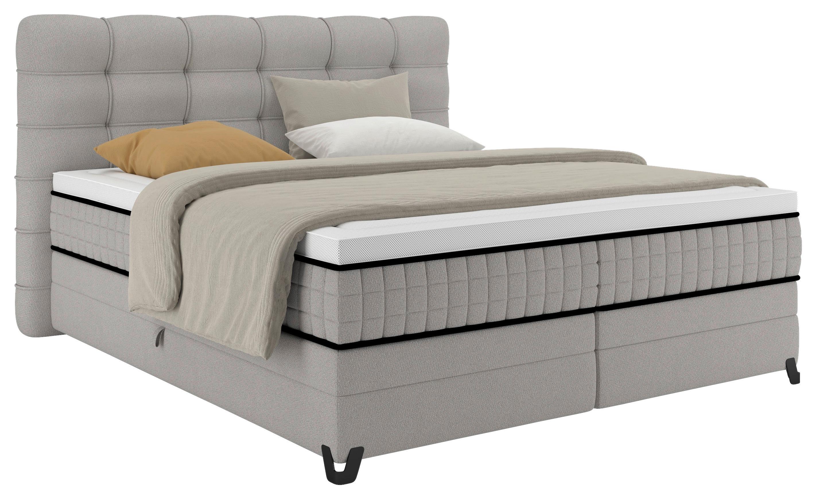 Boxspringbett Carmen C Grau ca. 160x200cm - Grau, KONVENTIONELL, Holz/Holzwerkstoff (160/200cm) - Premium Living