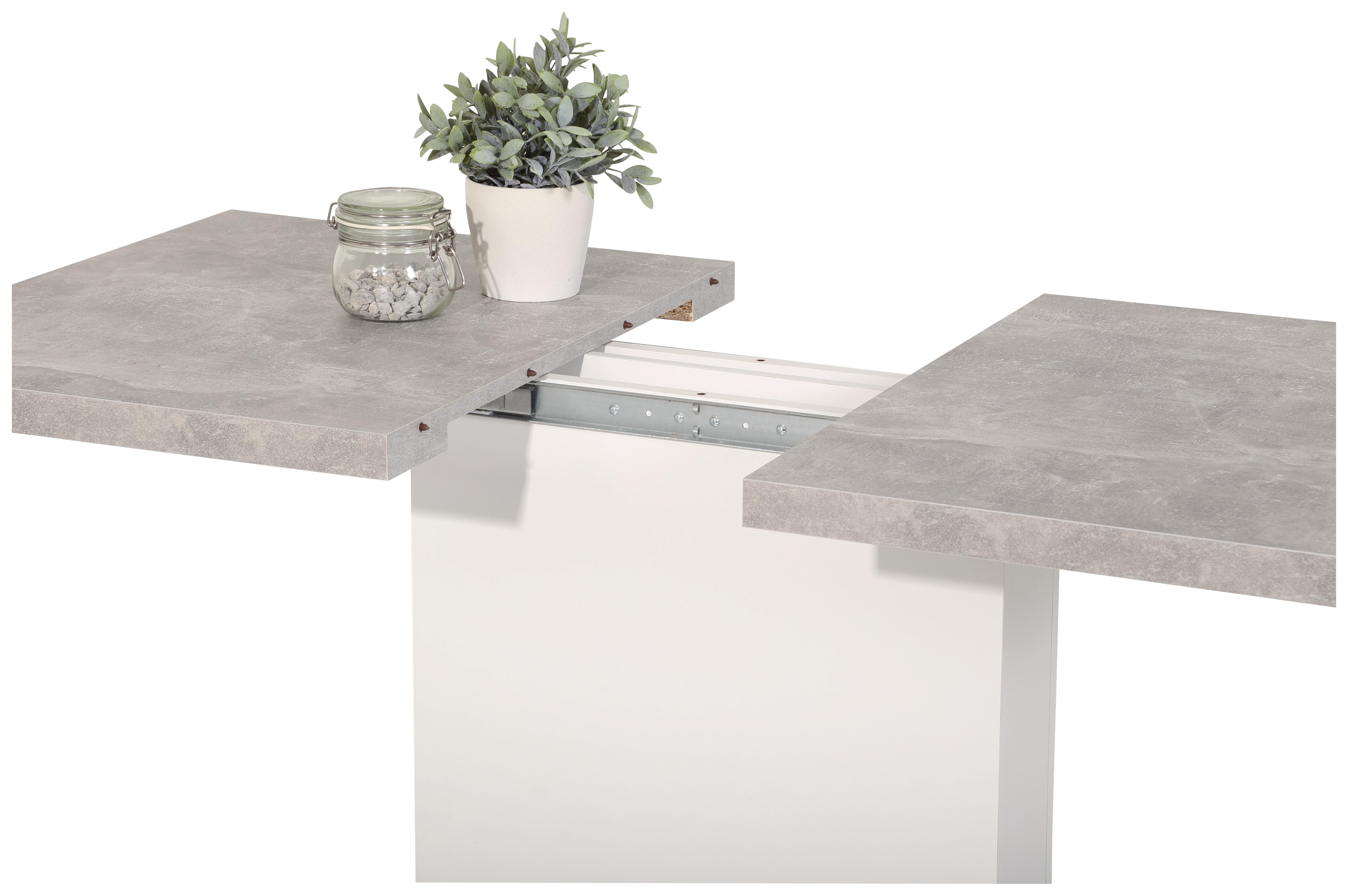 Kihúzható Asztal Britt - Világosszürke/Fehér, modern, Faalapú anyag (110-150/69/76cm) - Modern Living