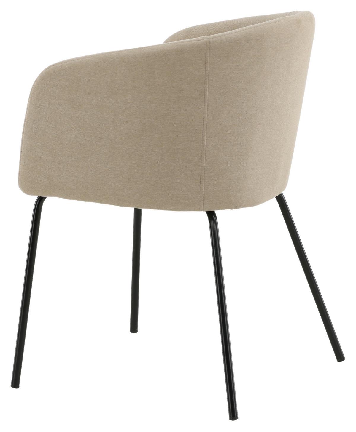 Stuhl Berit ca. 55x78x55 cm Beige - Beige/Schwarz, Design, Holz/Kunststoff (55/78/55cm) - Livetastic