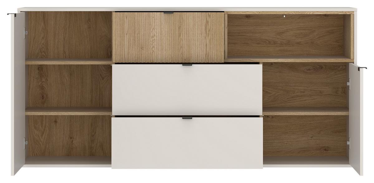 Comodă SAMM - bej/culoare lemn stejar, Trend, material pe bază de lemn (183,6/86,5/40cm) - Modern Living