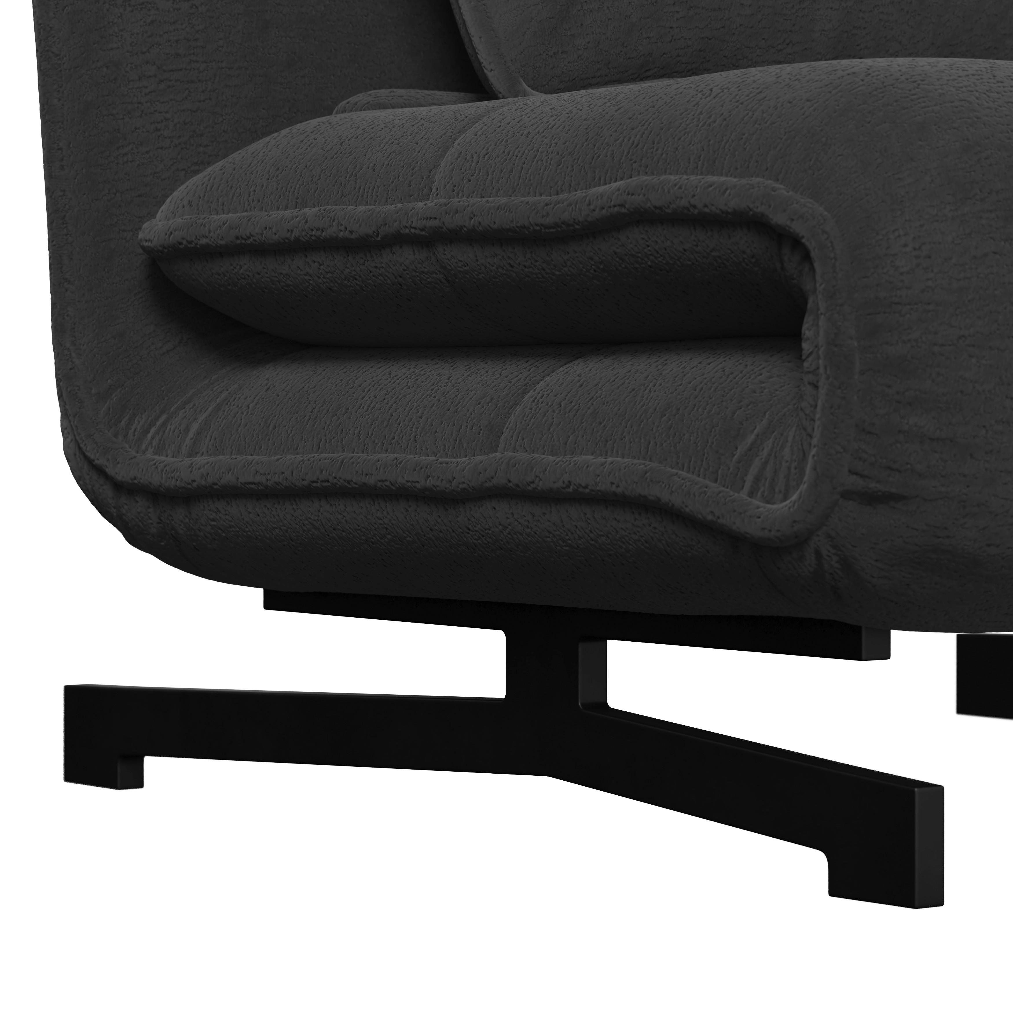 BÄDDFÅTÖLJ LUNA - mörkgrå/svart, Modern, metall/textil (92/86/80cm) - Bessagi Home