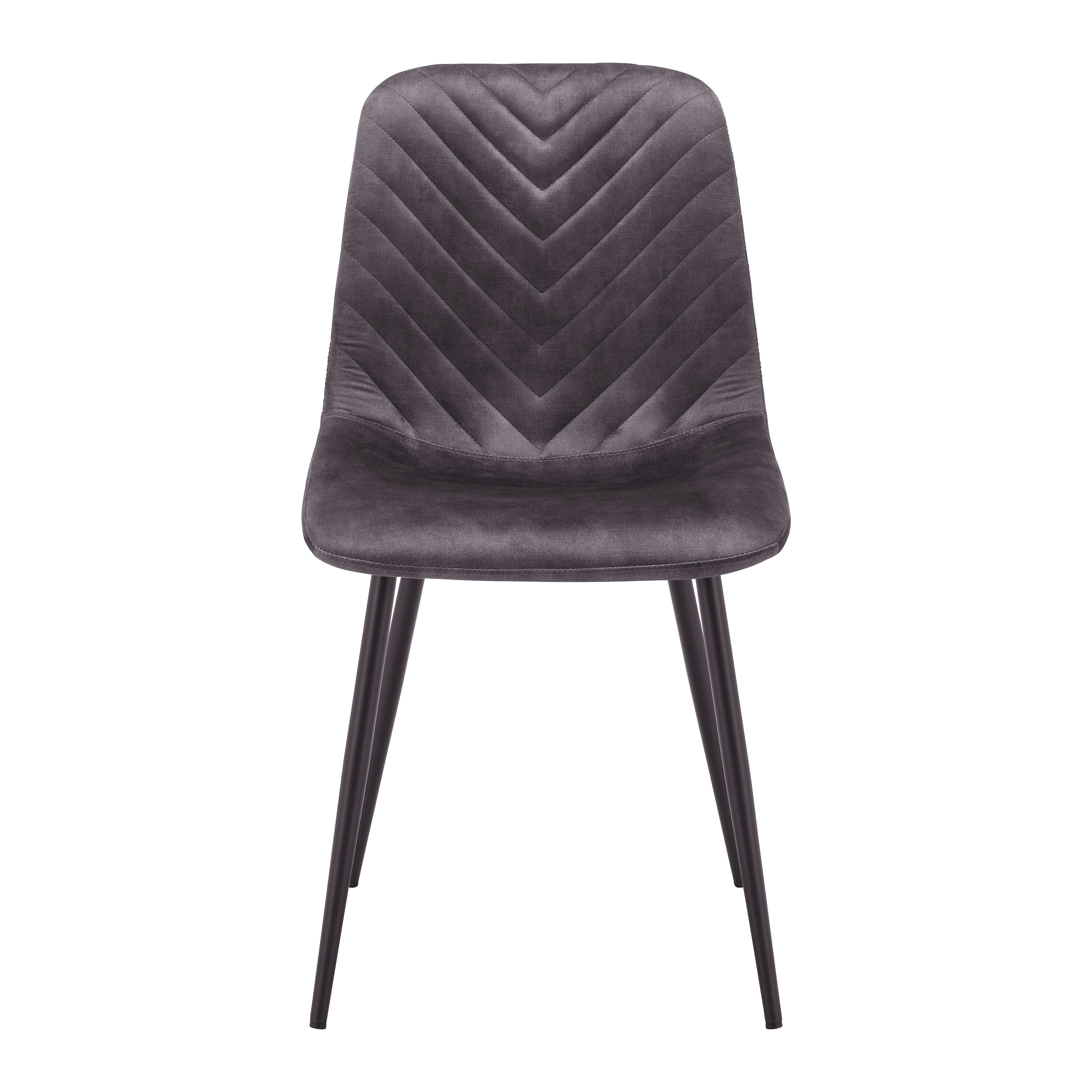 Stuhl "Mona", Samtbezug, grau, Gepolstert - Schwarz/Grau, MODERN, Holz/Textil (46/85/56cm) - Bessagi Home