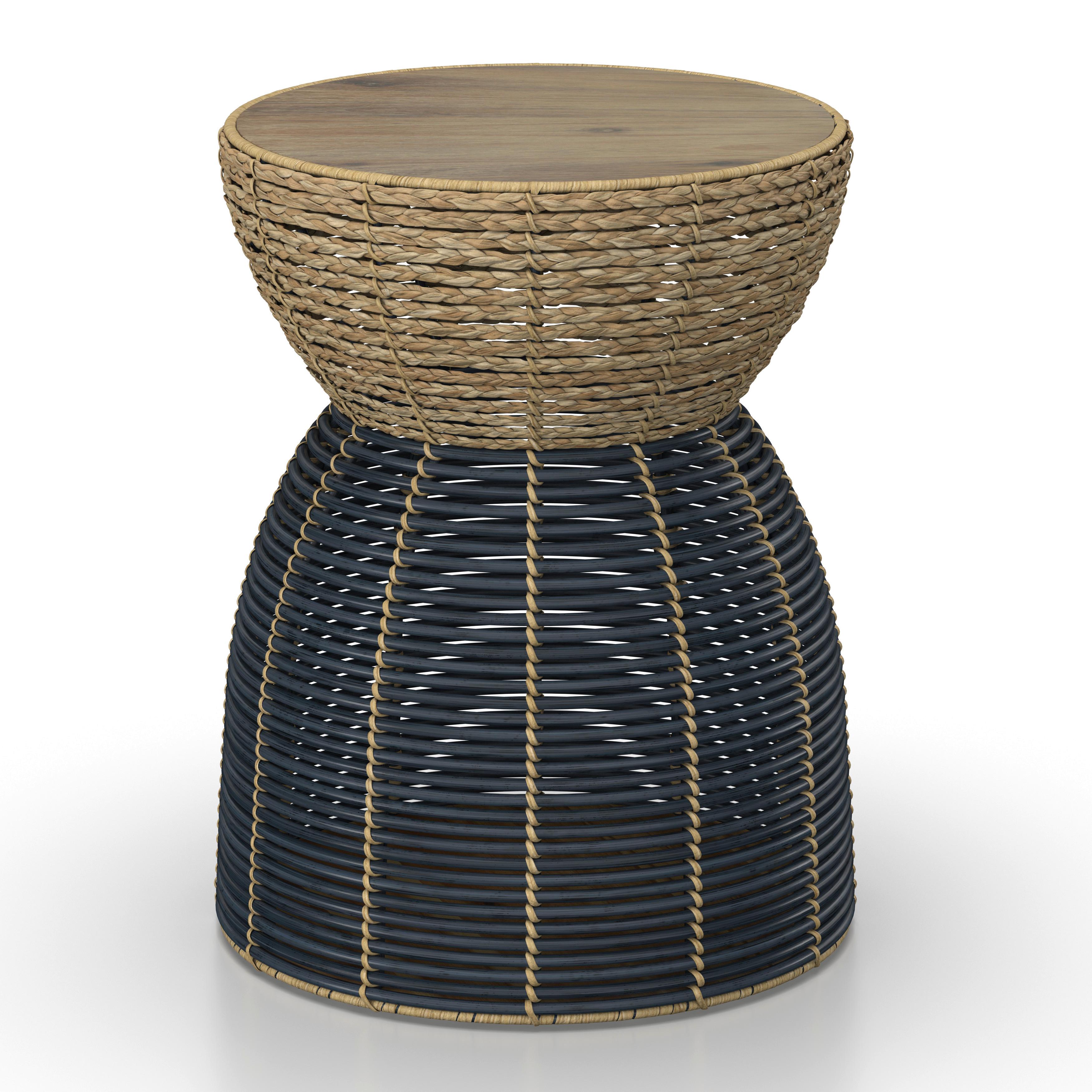 Gartenbeistelltisch Noelia Naturfarben/Schwarz - Schwarz/Naturfarben, MODERN, Naturmaterialien/Holz (45/55/45cm) - Bessagi Garden