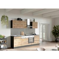 Küchenblock Turin ohne Geräte ca. 240 cm Eiche/Grau - Eiche Wotan/Graphitfarben, Design, Holzwerkstoff (240cm) - Held