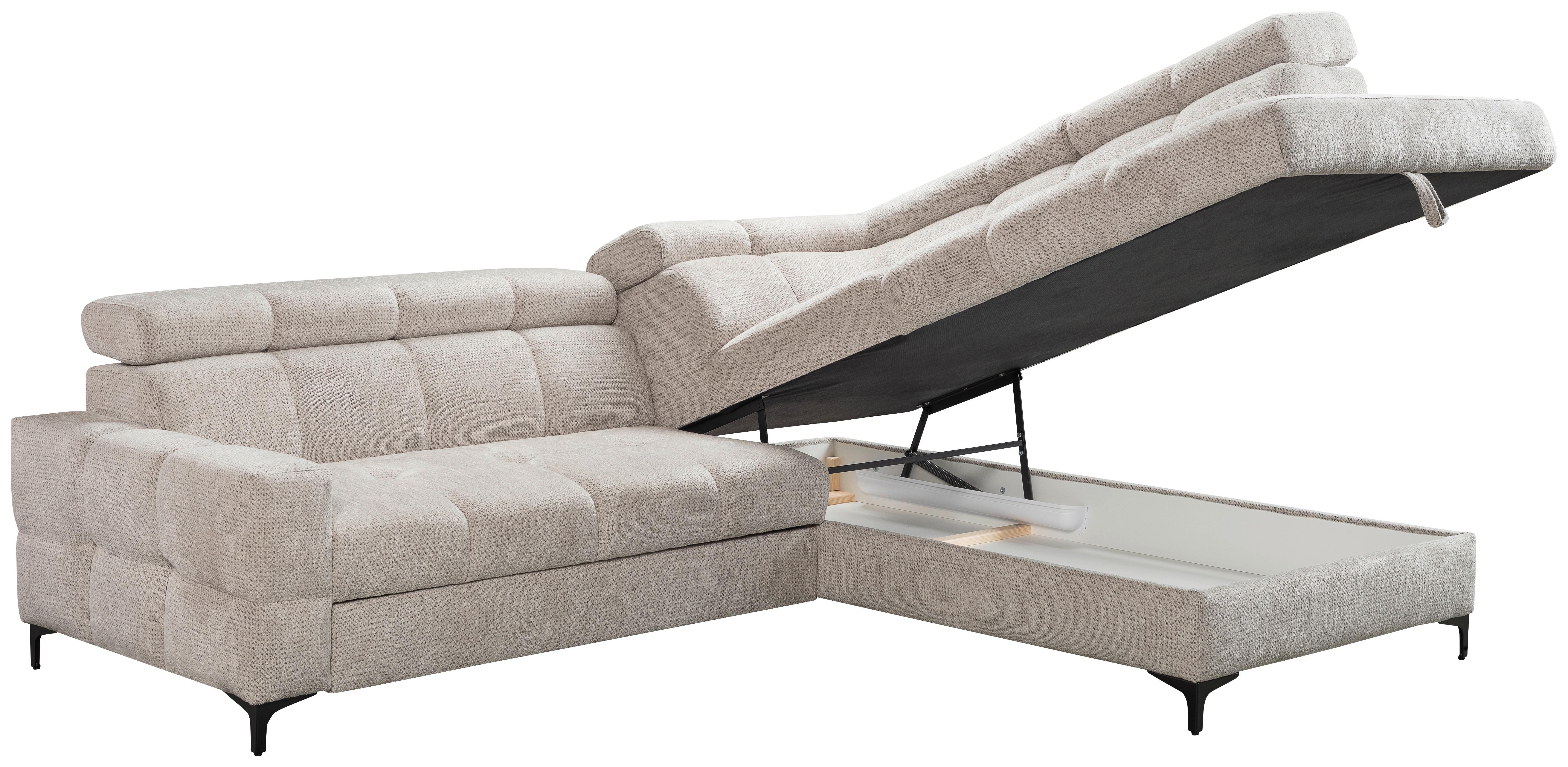 Kutna Garnitura Leno - svijetlo siva/crna, Moderno, drvni materijal/tekstil (254cm) - Modern Living