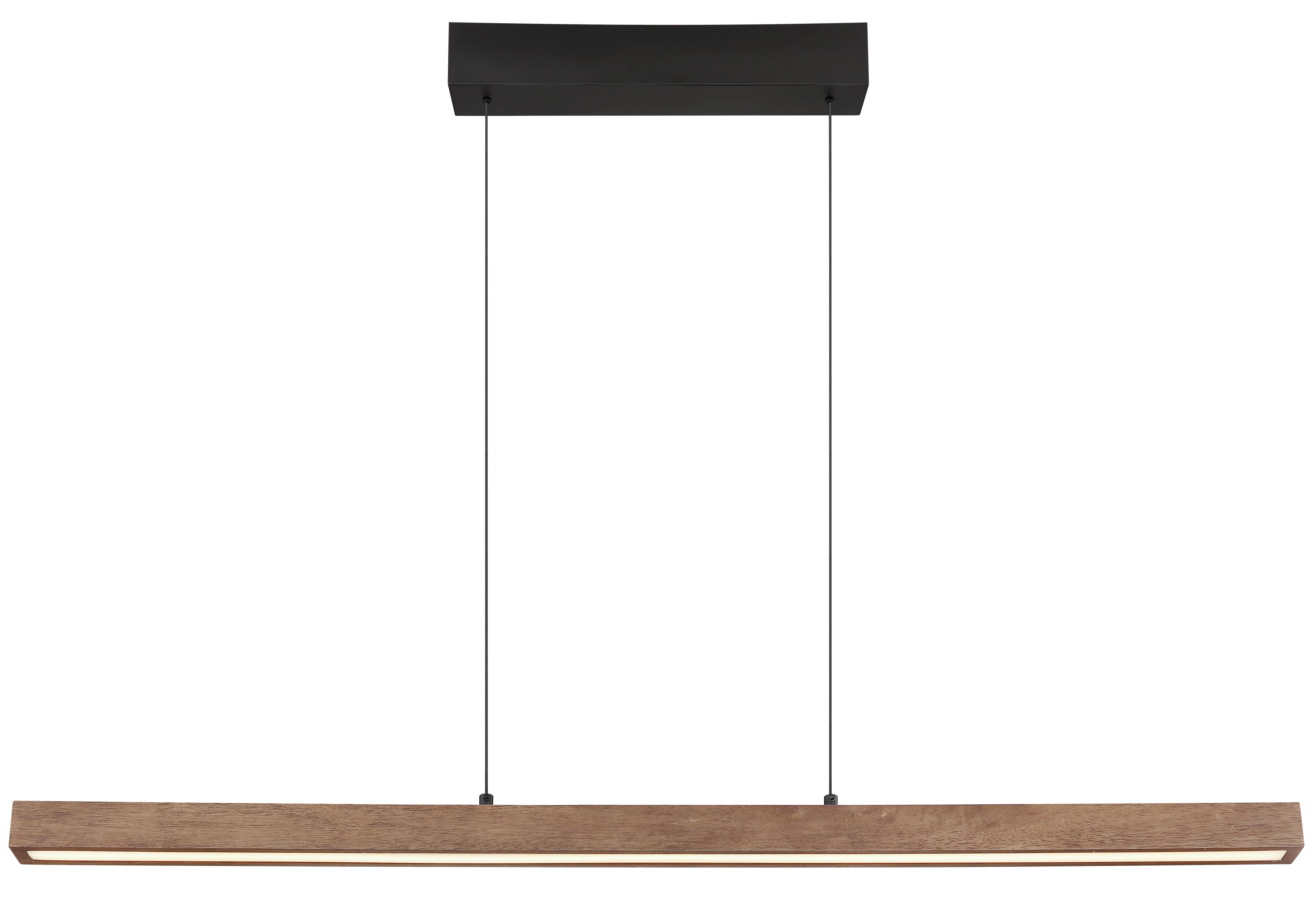 LED-Hängeleuchte Olivus Opal/Schwarz/Braun max. 24 W - Dunkelbraun/Opal, Natur, Holz/Kunststoff (115/4,5/150cm) - Globo