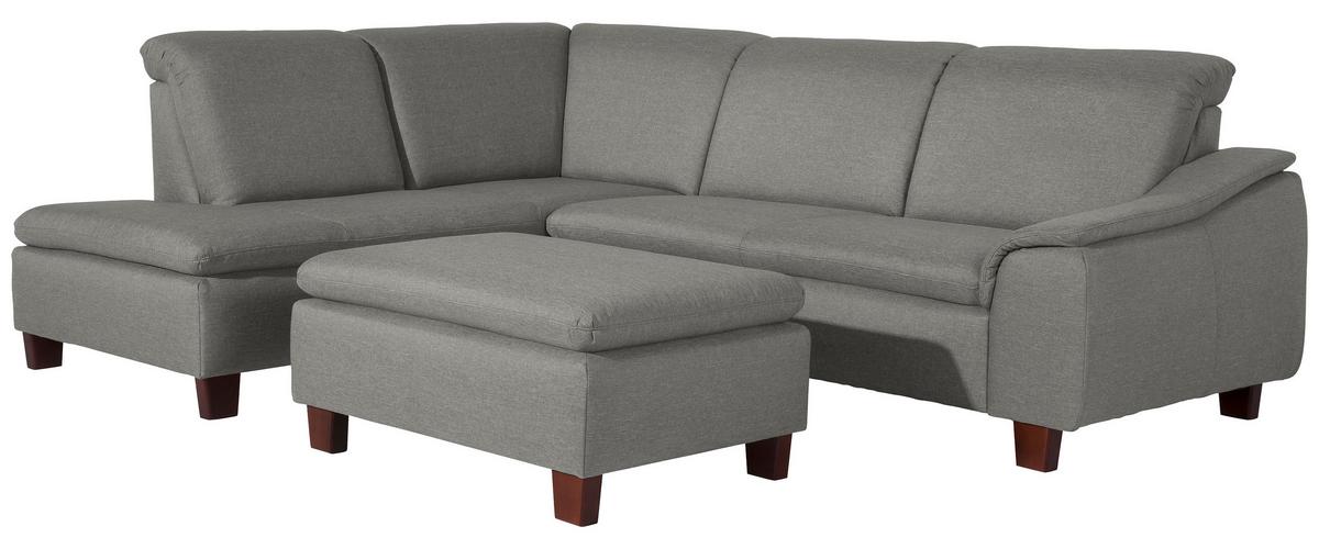 ECKSOFA AARON - Nussbaumfarben/Hellgrau, Design, Holz/Textil (187/247cm) - Max Winzer
