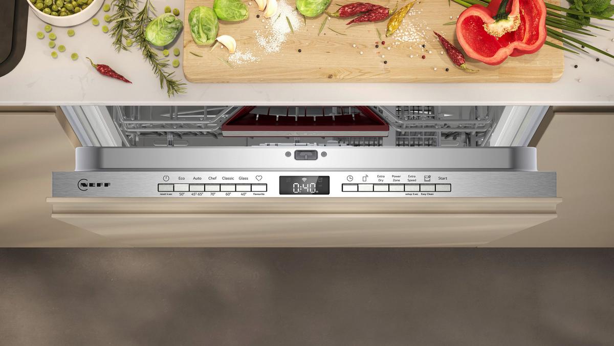 Geschirrspüler S275EAX16E max. 2400 W vollintegrierbar - Creme, Natur, Metall (59,8/86,5/55cm) - Neff