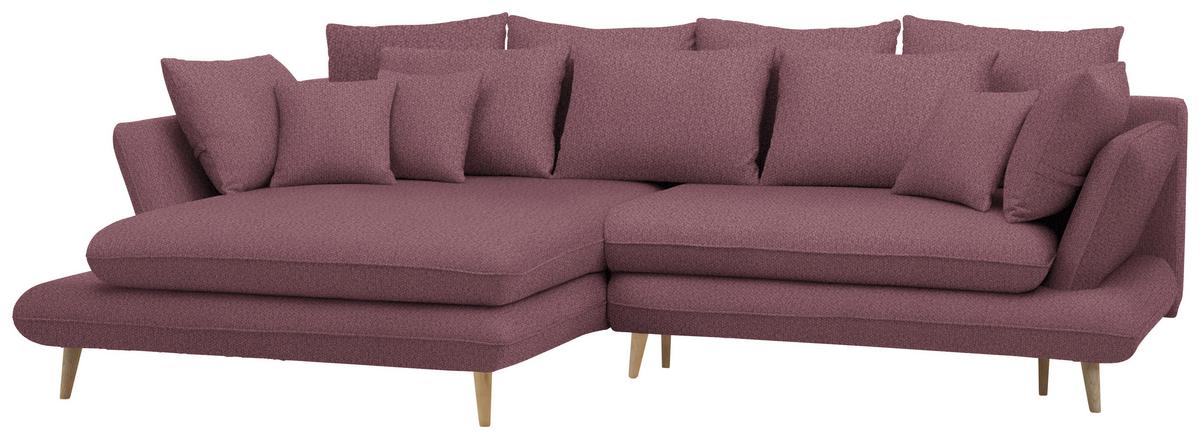 Kutna Garnitura Monte - šljiva/prirodne boje, Romantično / ladanjski, tekstil/drvo (181/283cm) - Premium Living