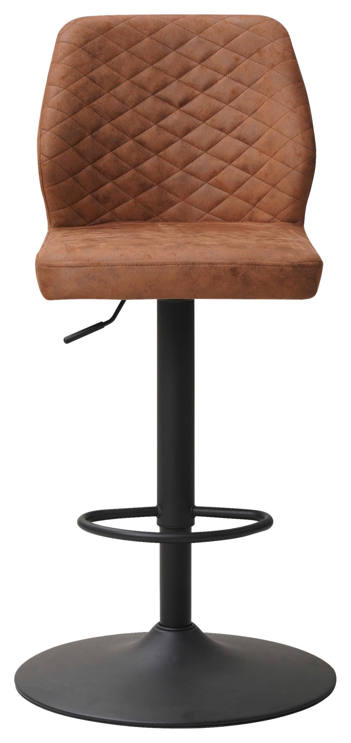 Barhocker-Set Grayson 2er-Set ca. 42x114 cm Cognac - Cognac/Schwarz, KONVENTIONELL, Textil/Metall (42/114/52cm) - MID.YOU