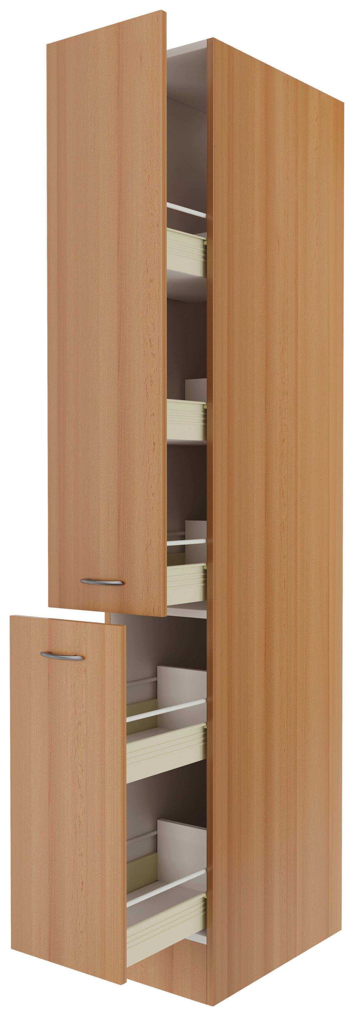Apothekerschrank "Nano" , Buche - Edelstahlfarben/Buchefarben, MODERN, Holzwerkstoff/Kunststoff (30/200/60cm) - FlexWell
