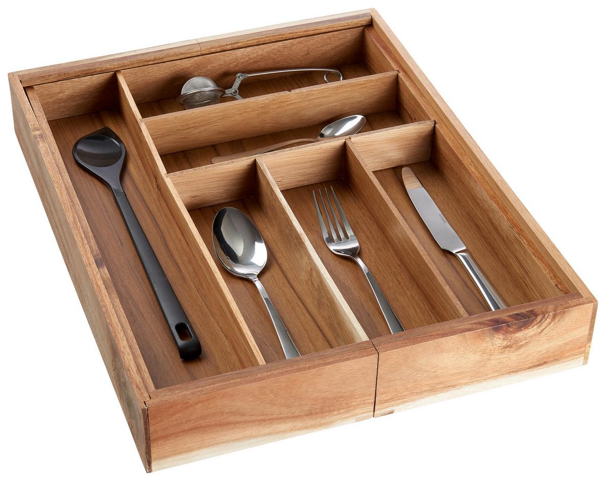 POJEMNIK NA SZTUĆCE 28085-26 - kolor akacjowy, Basics, drewno (35/43/6cm) - Homeware Profession.