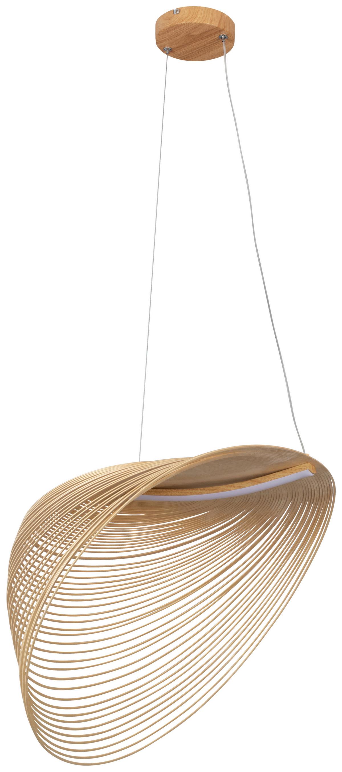 LAMPA WISZĄCA LED MAILAND - kolor dębowy/kolor naturalny, Trend, materiał drewnopochodny/metal (60/38/163,5cm) - Novel